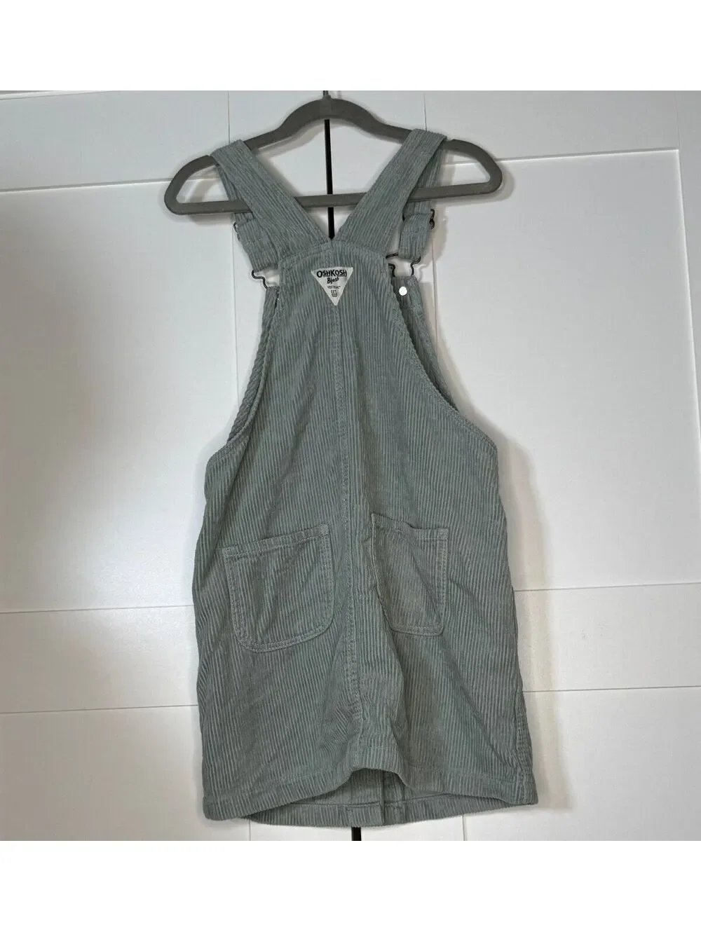 OshKosh B'Gosh Sage Green Button Front Jumper Dress Size 8